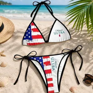 Michelob Ultra Beer US Flag Print String Bikini Hot Beach Summer FKM VB9