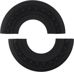 1Pack Black Split Lighting PU Ceiling Medallion Cover Plate Ceiling Fan Medallion Home for Light Fixtures Ceilings Light Trim, 12 Inch OD x 5.3 Inch ID