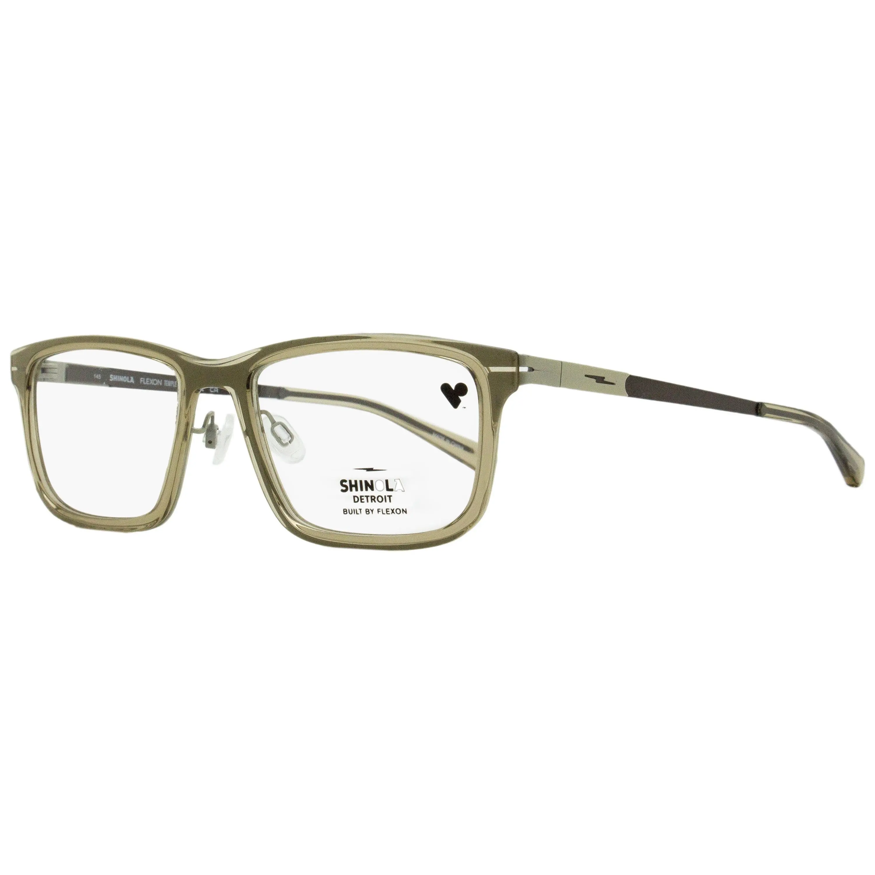 Shinola Classic Flexon Temple Optical Eyeglasses - SH37000 278, Crystal Sand, 55mm Metal Frame with Demo Lens, Rectangular