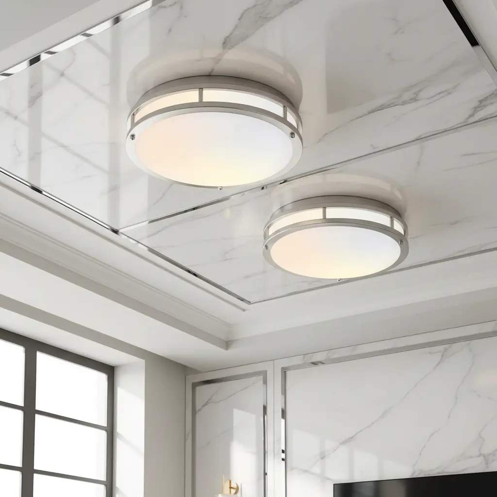 Kyoeon Flush Mount LED Ceiling Light: 13 Inch Ceiling Light Fixtures for Bedroom Hallway - 24W Modern Brushed Nickel Super Bright Kitchen Lighting Fixtures Ceiling
