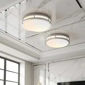 Kyoeon Flush Mount LED Ceiling Light: 13 Inch Ceiling Light Fixtures for Bedroom Hallway - 24W Modern Brushed Nickel Super Bright Kitchen Lighting Fixtures Ceiling