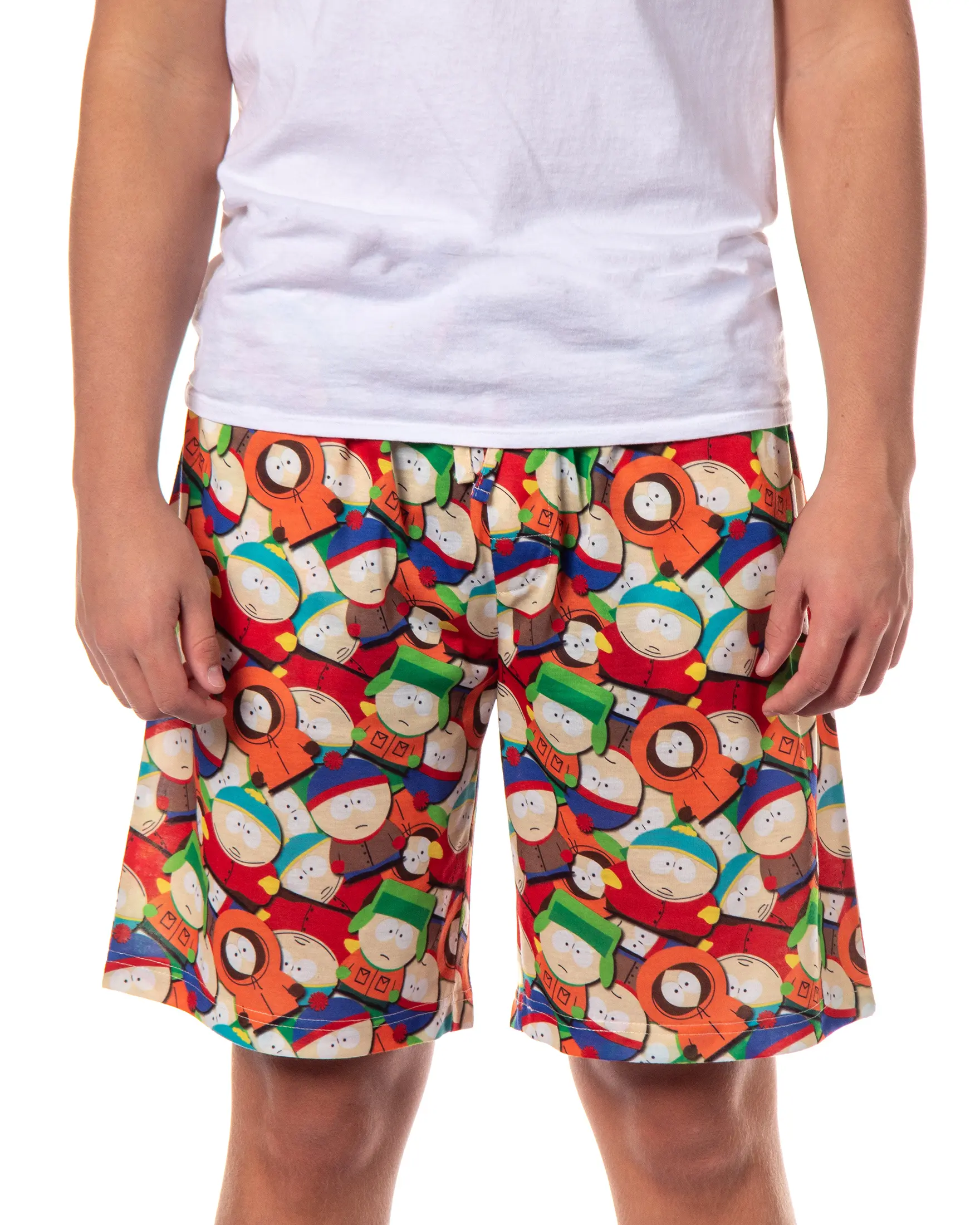 South Park Pajamas Men's Eric Kyle Kenny Stan Pile Up Sleep Lounge PJ Shorts, Polyester, Menswear, Pyjamas, Print, Elastic, Casual, Loungewear