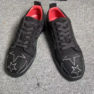 Red soled shoes for men, spring 2026 new star diamond trend, red soled board shoes, fashionable and versatile