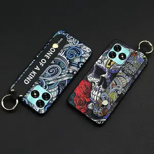 Dirt-resistant personality Phone Case For UMIDIGI G5/G5A Durable Phone Holder Fashion Design Anti-knock Kickstand Back Cover Wrist Strap Waterproof protective Shockproof Lanyard