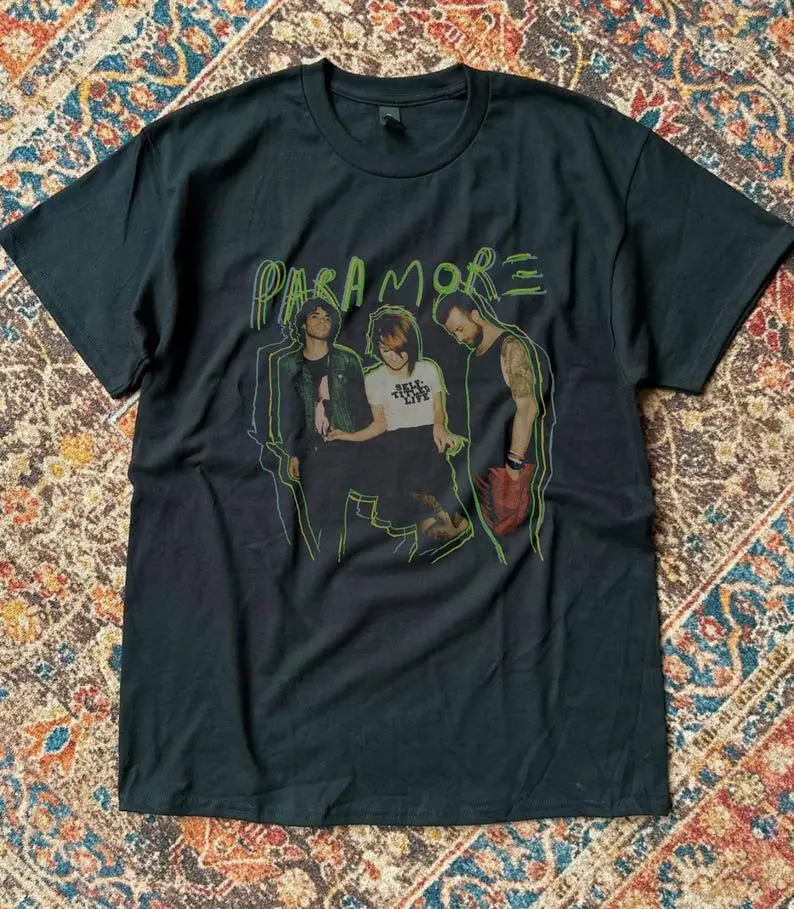 Paramore Band Graphic T-Shirt | Black Rock Music Merch Retro Lyric Silhouette Tee