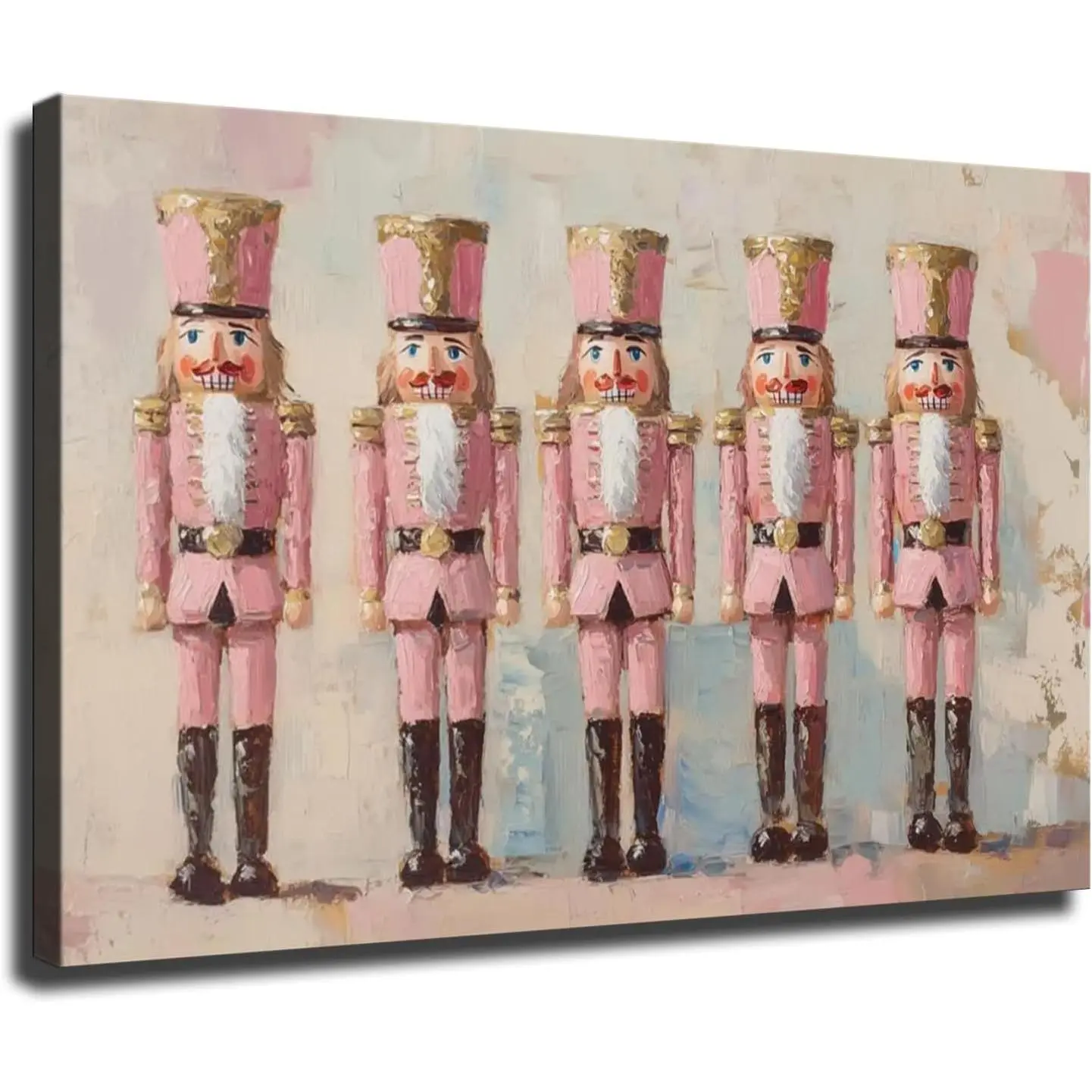 Framed Artistic Nutcracker Print, Blush Pink 16×24-inch Christmas Wall Decoration, No Handmade Festive Home Decor for Living Room, Bedroom