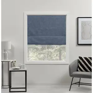 64"x27" Acadia Total Blackout Roman Curtain Shades Denim - Exclusive Home: Cordless Indoor Window Blinds & Shades