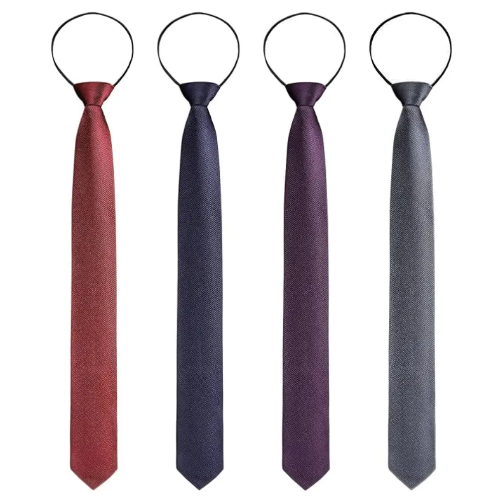 4Pcs Men’s Adjustable Zipper Neck Tie Set in 4 Colors, Easy Zip-On Pre-Tied Skinny Ties, No Tie Required Lazy Business Neckties, Ideal Formal Accessory for Office, Wedding, Business Meeting & Daily Wear