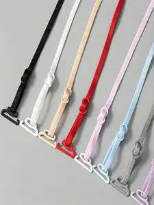 8 pairs  bra straps Black replacement Adjustable Strap Ruched elastic triangle large hook buckle exposed bra strap