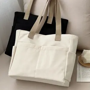 Canvas Duty Grocery Bag Shopping Tote Moving Bag Laundry Bag with Multiple Pockets for Easy Organization Casual Versatile Usage ﻿