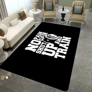 Gym Motivational Quote Flannel Area Rug - "No Pain No Gain" Barbell Print Soft Mat for Home Gym & Entryway, Non-Slip Fitness Home Decor #GymMotivationalRug #FitnessQuoteMat #HomeGymDecor #NoPainNoGainCarpet #NonSlipFlannelRug