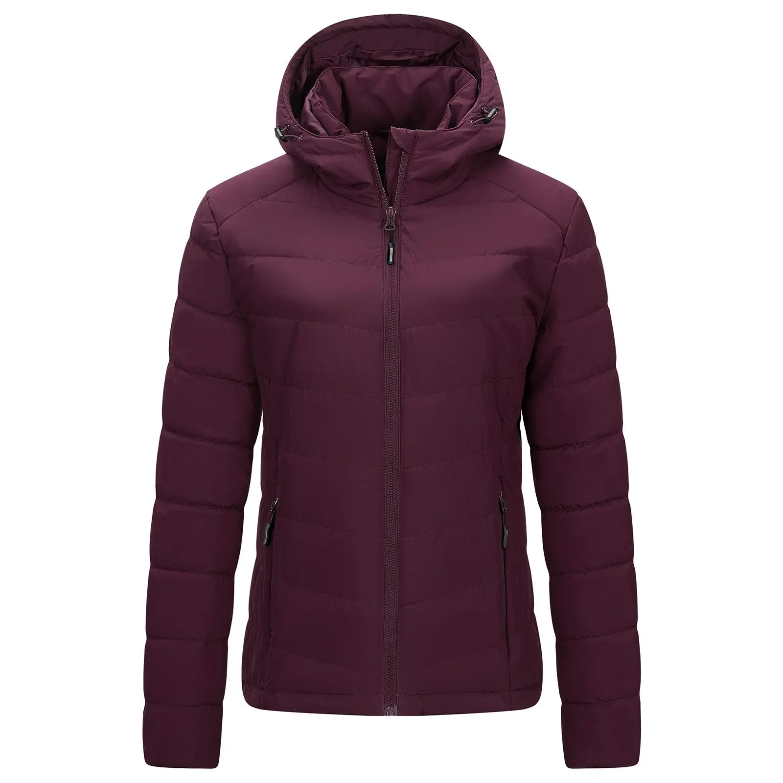 Outdoor Ventures Women's Hooded Puffer Jacket Waterproof Lightweight Full-Zip Warm Quilted Winter Coat
