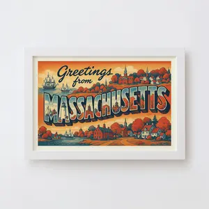 Massachusetts Postcard Art Print