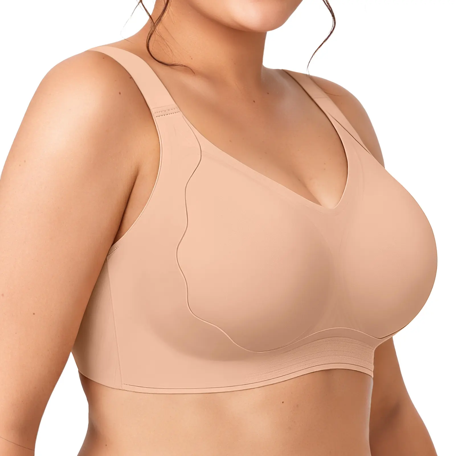 Vertvie｜Brielle Natural Lift Wireless Bra, Wide Strap Lift & Side Smoother, Full Coverage for Large Bust, Seamless Everyday Wear & Light Yoga, Anti-Sagging Comfort