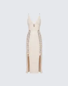 Jing Ivory Crochet Knit Midi Dress
