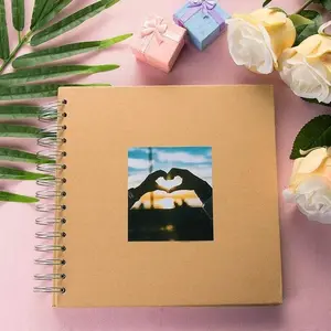 Scrapbook DIY Photo Album 40 Pages Hardcover Kraft Paper Scrap Book Photo Albums Memory Book for Wedding and Anniversary Family