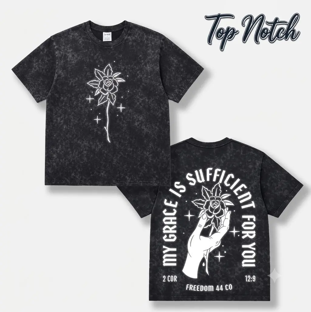 Oversized Christian Graphic T-Shirt for Women, Retro Style with "My Grace Is Sufficient" Rose Print, Casual Short Sleeve Polyester Faith Top, Shortsleeve, Tshirt