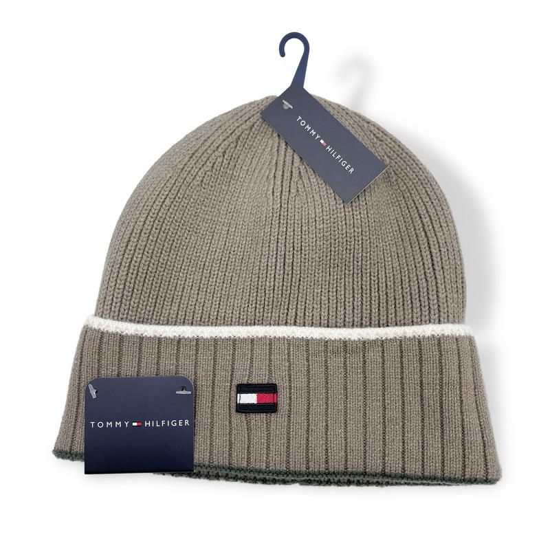 TOMMY HILFIGER Flag Split Tipping Cuff Hat | Ribbed Knit Beanie