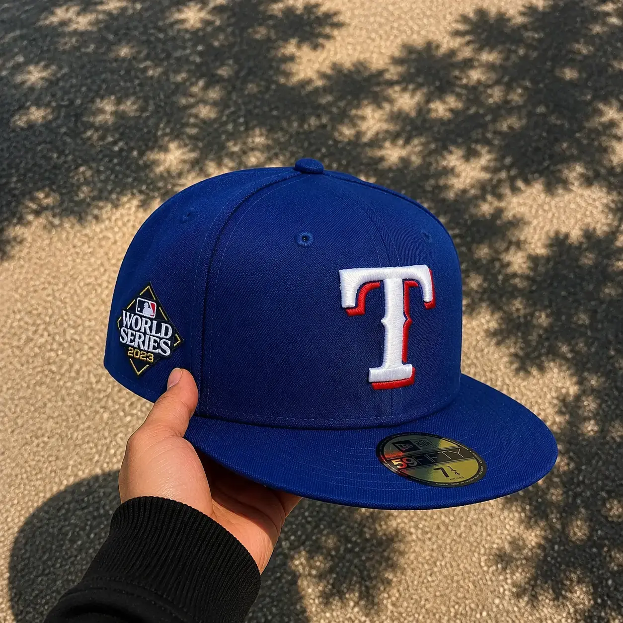 New Era 59FIFTY Texas Rangers Fitted Hat Royal Blue Flat Bill Baseball Cap Embroidered White Red T Logo World Series Patch MLB Baseball Hat Fitted Cap Streetwear Sports Headwear Hip Hop Fashion Casual Outfit Game Day Gift Unisex Premium Qualityv