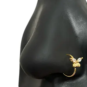 STATEMENT GOLD Butterfly Nose Hoop - Elegant Design with Gold Accents and Simple Butterfly Detail