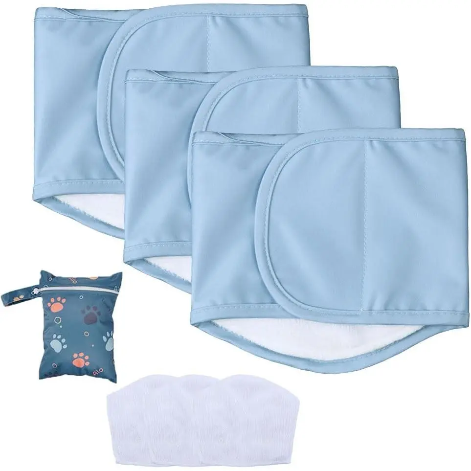 AIO Male Belly Bands for Dogs - Dog Diapers Male -Belly Bands for Male Dogs- High Absorbing Dog Wraps Washable - Reusable Large Doggy Doggie Puppy Dog Diapers