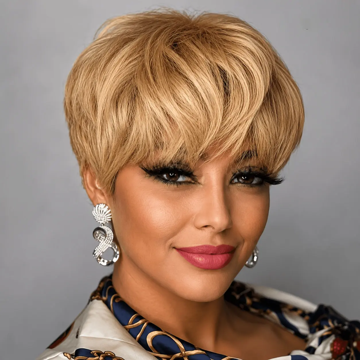 Pixie Cut Wig Human Hair Short Human Hair Wigs for Women Blonde 27# Short Wigs Human Hair Natural Hair Pixie Wig with Bang 27# for Y2K Club Style & Beginner-Friendly (No Glue) for Daily Wear, Parties & Special Occasions