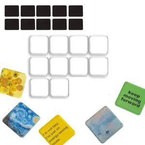 DIY Fridge Magnet Craft Set for blind box Acrylic Square Decorative Refrigerator Magnet with Adhesive Backing Ferrite Magnets for Office,Classroom,Cabinets,Kitchen  Sheets Gifts