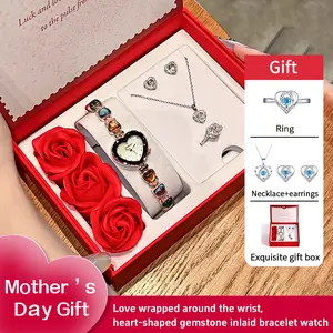 [Jewelry set for mother and wife] Protect Her Pulse: 7-Stone Healing Watch,Lady Love Energy Stone watches:It means balancing body and mind and bringing positive energy