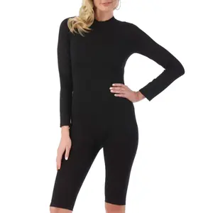 INSTANT FIGURE Silhouette Short Jumpsuit – Mock Neck Long Sleeve Above-Knee Women’s Jumpsuit, Soft Modal Stretch Fabric, Multi-Functional Lounge, Yoga & Casual Wear, Made in USA
