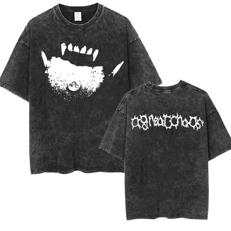 Women's Ken Carson AGC Actual Hate Teen X Vamp Short-Sleeve T-Shirt - Silky Garments Cloth, Vintage Washed, Great Chaos Opium Themed, Streetwear for Day Wear