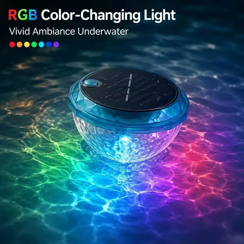 RGB Color-Changing Underwater Light, Vivid Ambiance Decor for Pool, Garden - Outdoor Leisure & Recreation Equipment