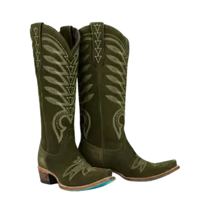 Lane Boots Ladies Squash Olive Blossom Suede Western Boots LB0529B