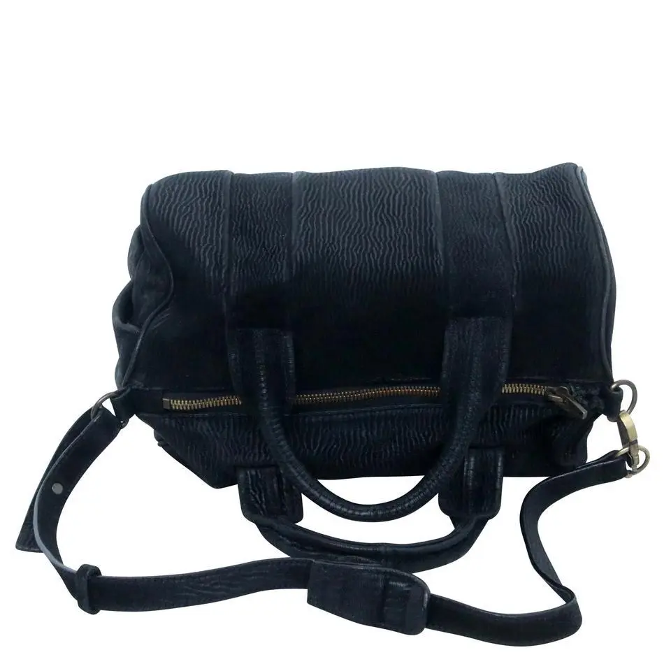 The Alexander Wang Duffle Pebbled Rocco Stud-bottom Black Leather