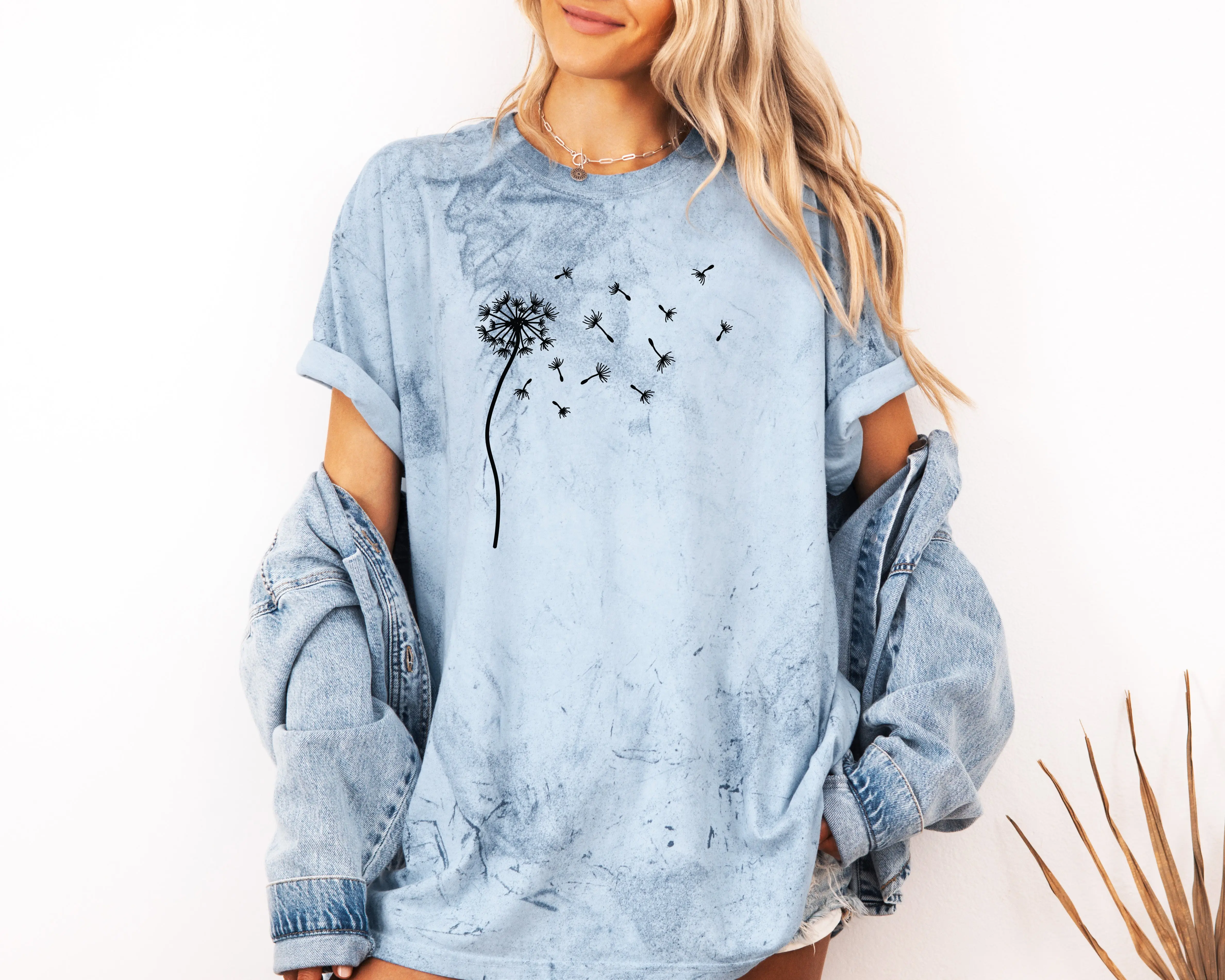 Dandelion Botanical wildflowers Garment Dyed T Shirt