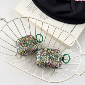 Retro Green Floral Print Earbud Case, Soft Shockproof Protective Full Cover for AirPods Pro 2, 1/2, 3 for Vintage Style Daily Use