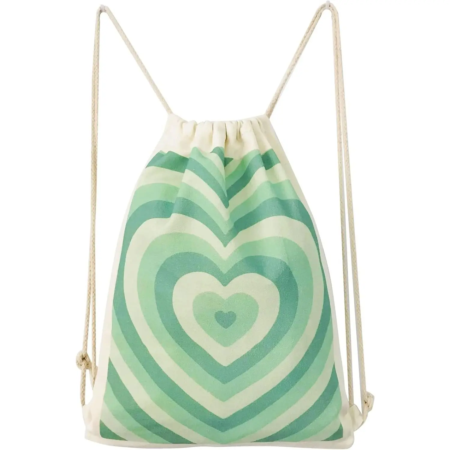 Heart Drawstring Backpack Cotton Canvas Drawstring Bag for Women  Gym Draw String Bag Aesthetic Heart Backpack  Sack Bag Beach Travel Sackpack