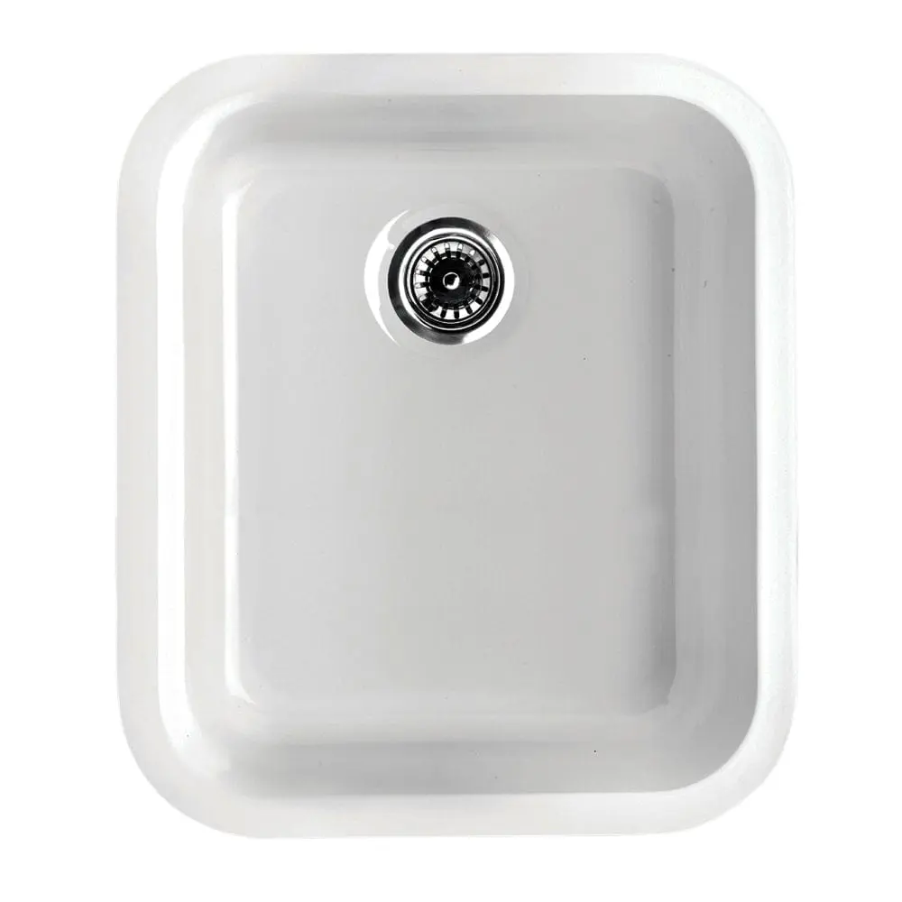 WHITEHAUS 18.25" Elementhaus Fireclay Rectangular Drop-In/Undermount Sink with 3 ½" Rear Center Drain WHE1822