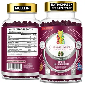 Mullein Leaf & Marshmallow Root Gummies – Lung Cleanse & Mucus Removal with Bromelain, Nattokinase, Serrapeptase Detox, 120 ct | Gummy Bares