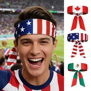1 Piece New USA Canada Mexico World  Soccer Fan Gear Elastic Printed Yoga Headband Sweat-Absorbent Sports Headband for Matches & Daily Wear
