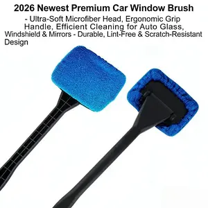 2026 New Car Glass Cleaning Brush - Retractable Long Handle | High-Density Coral Fleece | Lint-Free Window Gap Dust & Stain Remover | Dual-Use for Auto & Home | Multi-Functional Car Duster for Glass & Surface Cleaning | Car Windshield Cleaner