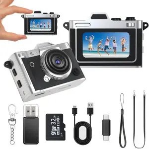 Camera -  FHD  Retro Digital Camera with 32GB Card, 1." Screen & OTG Adapter,  Compact  Pocket Birthday  for ,Beginners,Travel,Party (Black)