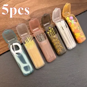 Mini portable oral care kit - Compact design for easy travel carrying, capable of storing floss, medicine, toothpick and cotton swab - Hygienic storage, specially designed for oral care, not for food contact use