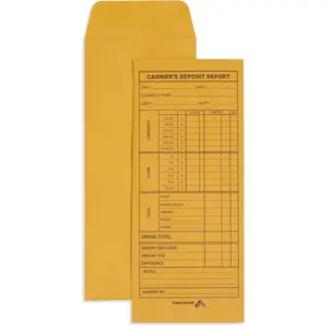 500  Deposit Envelopes, Cashier Deposit Envelopes for Small Business  Drops, Retailers and Restaurants to Drop  Deposits with Banks, 24lb Brown , 500 Pack