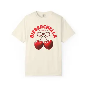 Bieberchella Cherries T-shirt Coachella Fan Merch Collectible | 2026 band festival tee