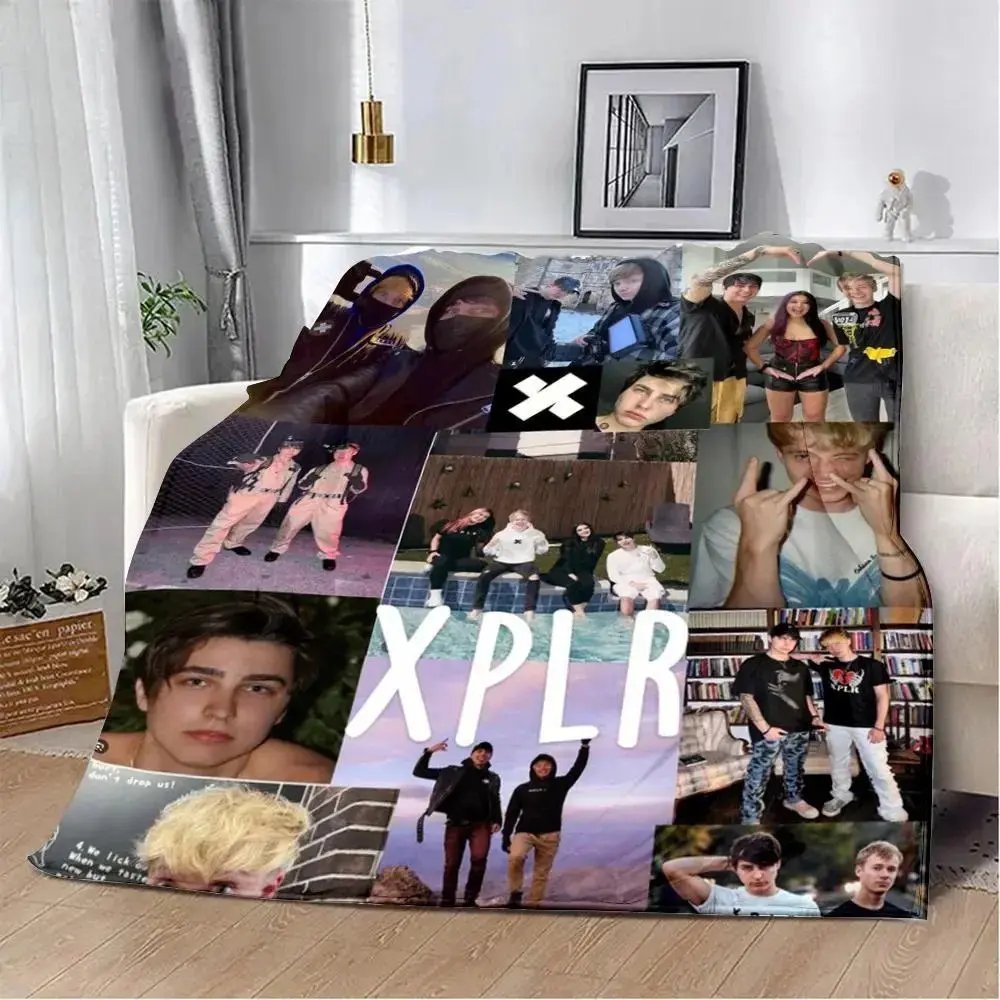Sam and Colby XPLR Microfiber Poly Printed Collage Flannel Throw Blanket - Soft, Warm, Wrinkle Resistant, Cozy Look for Bedroom, Sofa, Travel - ChristmasBirthday Gift for Fans, Living Room, Blanket Gifts, Home & Travel