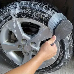 1pc Car wheel brush with soft bristles, anti slip plastic handle, scratch free tire cleaning tool