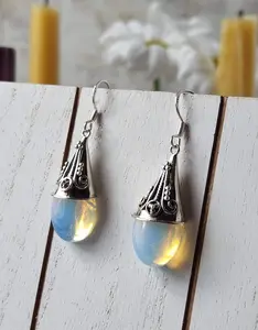 Opalescent Iridescent Teardrop Earrings | Sterling Silver Victorian-Inspired Magic