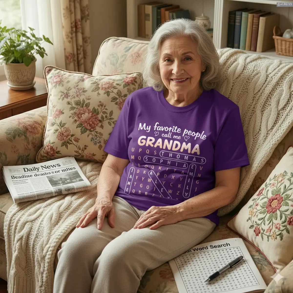 Favorite People Call Me Grandma Word Search Puzzle - Personalized Shirt - Mother's Day Gift For Grandma , Trendy Casual Outfit