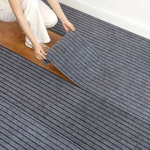 5mm Thick Decorative Xpe Polyester Fiber Striped Carpet Roll Wallpaper, Non-Slip Self-Adhesive Floor Cover, Home Interior Decoration