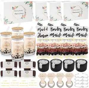 40 count Bridesmaid Proposal Box Gifts Set of 4 Will You Be My Maid of  Proposal Gifts Set Rectangular Hair Clips Soft Socks Scented Candle Bridesmaid Scrunchies Spiral Hair Ties Bridal Shower